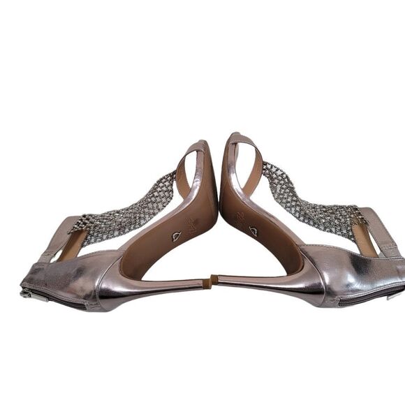 Thalia Sodi Metallic Pewter Chain Heels 10M NWB - Picture 4 of 10